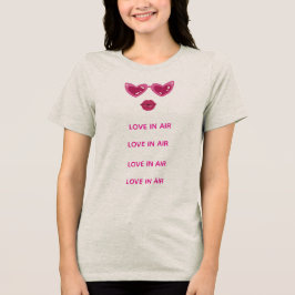 Triblenda Camiseta de mujer Love in Air Heart Glasses & Lips