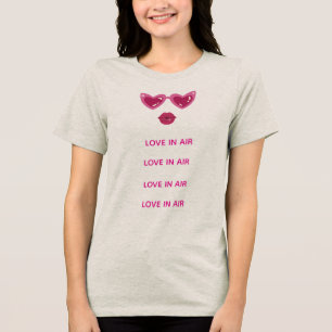 Triblenda Camiseta de mujer Love in Air Heart Glasses & Lips
