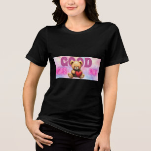 Triblenda Camiseta de mujer 'Sólo buenas vibras' con oso de