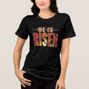 Triblenda Camiseta de mujer Template Él no está aquí ÉL HA R
