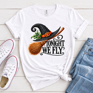 Triblenda Camiseta de mujer Tonight We Fly Witch Hat Hallowe