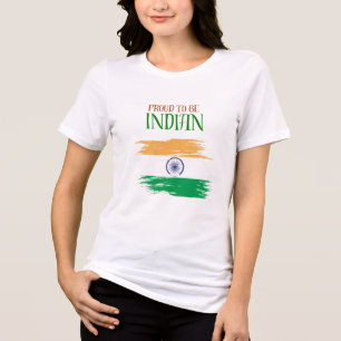 Triblenda Camiseta de mujer tricolor india orgullosa de serl