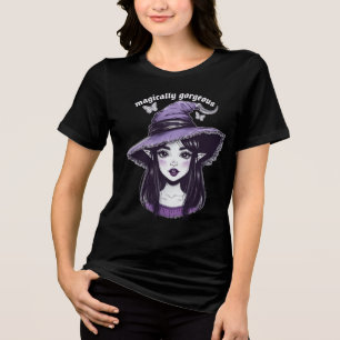 Triblenda Camiseta de mujer Witch Girl Magia Gótica Fantas