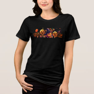 Triblenda Camiseta de mujeres de la noche de calabaza espumo