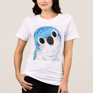 Triblenda Camiseta de mujeres de loro azul adorable