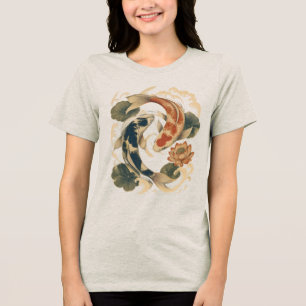 Triblenda Camiseta de naturaleza inspirada en Japón con koi