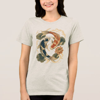 Triblenda Camiseta de naturaleza inspirada en Japón con koi