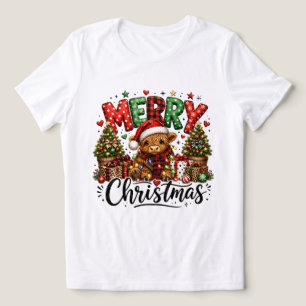 Triblenda Camiseta de Navidad Cow de las Tierras Altas, F