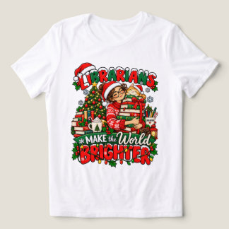 Triblenda Camiseta de Navidad de bibliotecarios hacen el mun