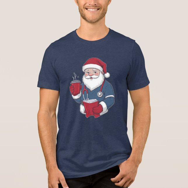 Triblenda Camiseta de Navidad de Enfermera Santa | Code Blue (Anverso)
