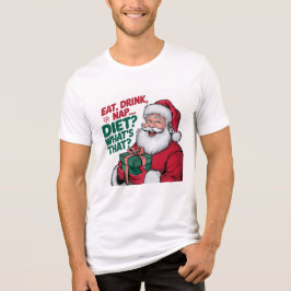 Triblenda Camiseta de Navidad de Santa Claus Cozy Eat Drink