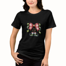 Camiseta de Navidad Merry & Bright con Lazo y Zapa