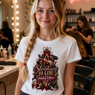 Triblenda Camiseta de Navidad Sleighing Hair & Holiday Vibes