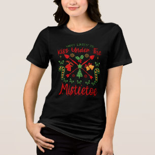 Triblenda Camiseta de Navidades divertidos con mistletoe
