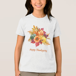 Triblenda Camiseta de niñas de calabazas de Acción de Gracia