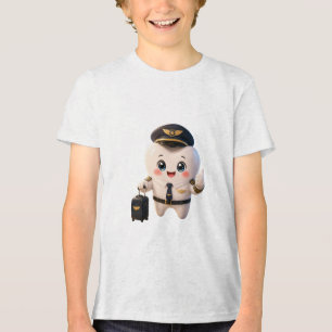 Triblenda Camiseta de niños con dientes de piloto linda, cam