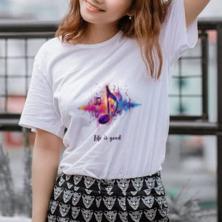Triblenda Camiseta de nota musical colorida, La vida es buen