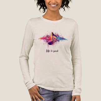 Triblenda Camiseta de nota musical colorida, La vida es buen
