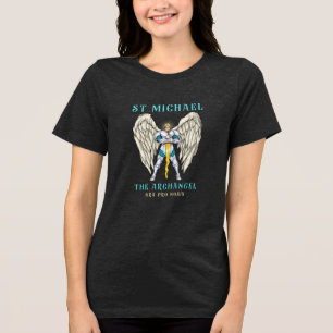 Triblenda Camiseta de oración católica San Miguel Arcángel