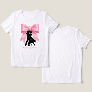 Triblenda Camiseta de pareja romántica con lazo rosa Baile c