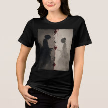Camiseta de parejas artísticas con silueta de amor