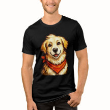 Camiseta de perro dorado feliz dibujado a mano