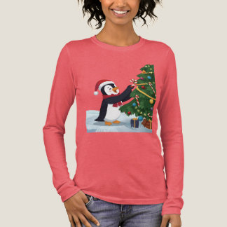 Triblenda Camiseta de pingüino navideño adorable