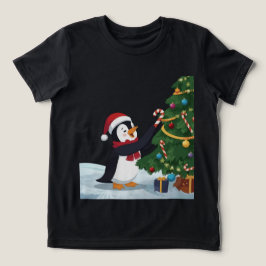 Triblenda Camiseta de pingüino navideño adorable
