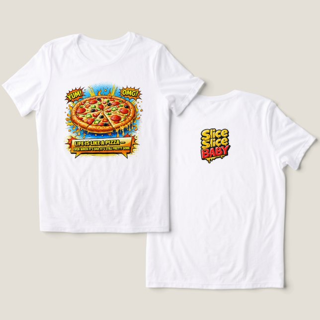 Triblenda Camiseta de Pizza Stay Cheesy – Camiseta con Frase (Diseño Anverso y Reverso)