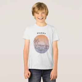Triblenda Camiseta de playa al atardecer dibujada a mano par