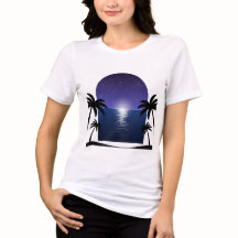 Camiseta de Playa Nocturna – Reflejo de Palma bajo