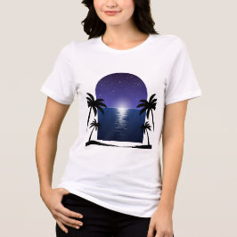 Triblenda Camiseta de Playa Nocturna – Reflejo de Palma bajo