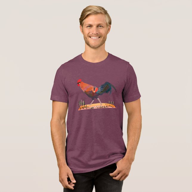 Triblenda Camiseta de pollo de jungla Camiseta Tri-Blend (Anverso Completa)