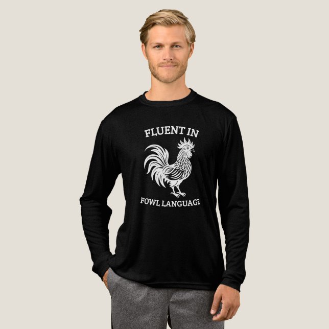 Triblenda Camiseta de pollo divertida, fluido lenguaje de av (Anverso Completo)