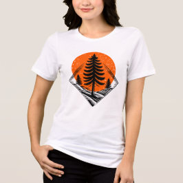 Triblenda Camiseta de puesta de sol de bosque de pino vintag