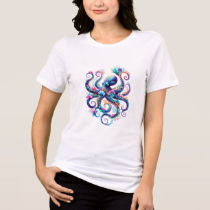 Triblenda Camiseta de pulpo colorida artística boho del océa