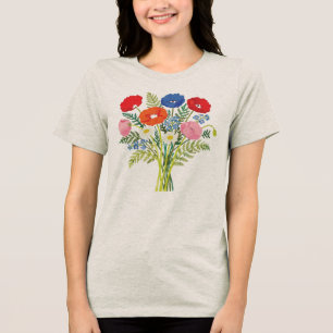 Triblenda Camiseta de ramillete de flores silvestres rústica