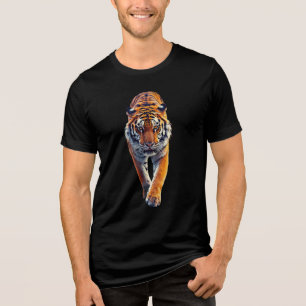 Triblenda Camiseta de rayas artísticas de tigre en acuarela