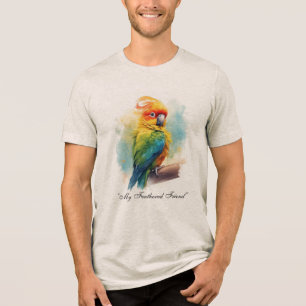 Triblenda Camiseta de retrato de mascota de ave con acuarela