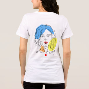Triblenda Camiseta de retrato de mujer de arte de línea abst