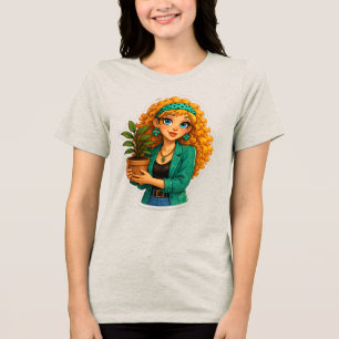 Triblenda Camiseta de Rosie Max Cartoon Girl – Naranja rizad
