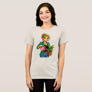 Triblenda Camiseta de Rosie Max Cartoon Girl – Naranja rizad