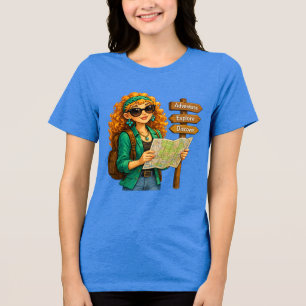 Triblenda Camiseta de Rosie Max Cartoon Girl – Naranja rizad