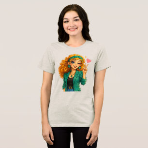 Triblenda Camiseta de Rosie Max Cartoon Girl – Naranja rizad