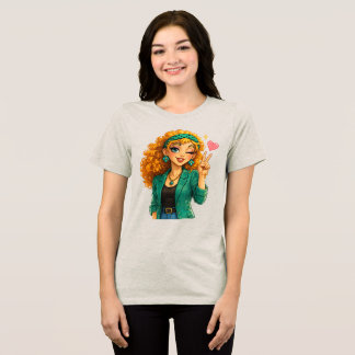 Triblenda Camiseta de Rosie Max Cartoon Girl – Naranja rizad