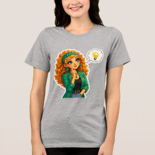 Triblenda Camiseta de Rosie Max Cartoon Girl – Naranja rizad