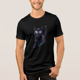 Triblenda Camiseta de Silueta de Gato Negro