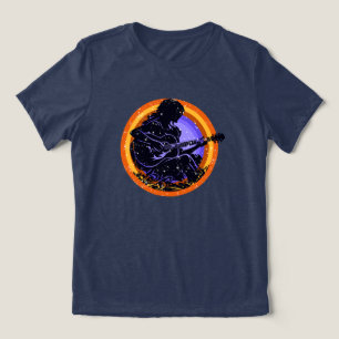 Triblenda Camiseta de silueta de niña tocando guitarra