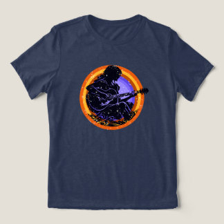 Triblenda Camiseta de silueta de niña tocando guitarra