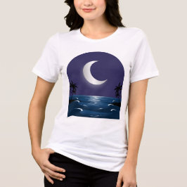 Triblenda Camiseta de silueta iluminada por la luna en la pl